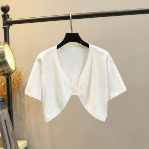 🔥Fran🔥 blouses women new style 2025 Solid Color Short Sleeved Cardigan Women Summer Thin Smock Short Cardigan