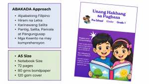 DD   New A5 Size Philippine Abakada Approach Educational Book for Grades 1-6 - 72 Pages with 120 Page Back Cover