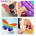 Pop it fidget toy butterfly shape light pink cheap Push Pop Pop Bubble Sensory Stress Relief Special Needs Silent Classroom simple dimple fidget toy. 