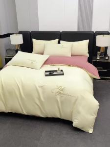 Minimalist Nordic Style Washed Cotton Solid Color Four-Piece Set Naked Sleep Bed Sheet Bed Skirt Duvet Cover Three-Piece Set Dormitory Bedding LZD