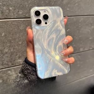 Luxury Gradient Laser Feather Yarn Phone Case Compatible for iPhone 15 14 13 12 11 Pro Max 15plus Acrylic Hard Back Cover