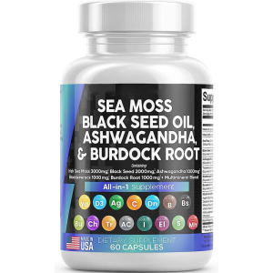 Seaweed Capsules Seaweed Black Seed Oil Dietary Fiber Supplement Sea Moss Capsules 60 Capsules