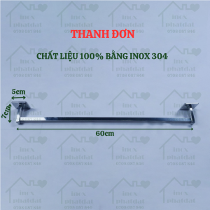Thanh treo khăn thanh vuông Inox 304 PHÁT ĐẠT không rỉ sét máng khăn nhà tắm giá móc khăn mặt vắt khăn (SP033.037)