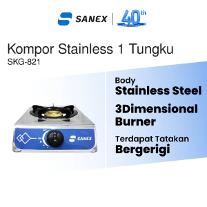 Sanex Kompor Gas 1 Tungku Stainless Steel Teknologi Sun Burner - SKG821 - FREE ONGKIR Jabodetabek