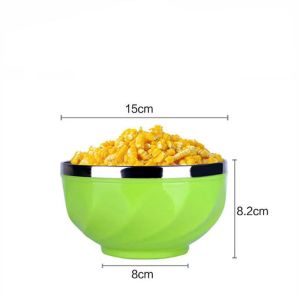 Stainless Steel Bowl Colorful Rice Bowl Kids Food Container Anti-Hot Insulated Soup Bowl DS-04