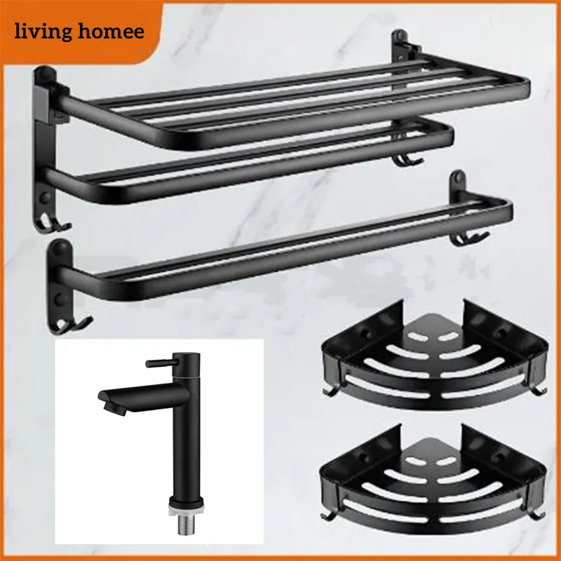 Bathroom towel rail with double bar, satin finish