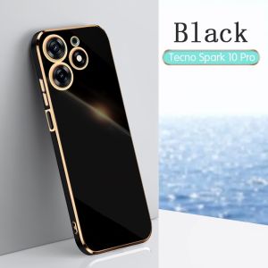 Tecno Spark 10 Pro Case Luxury 6D Plating Gold Frame TPU Soft Case For Tecno Spark 10 Pro 2023 Camera Protect Shockproof Phone Casing