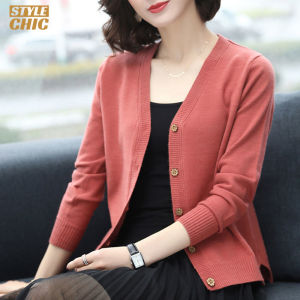 Loose V-neck Cardigan Coat Short Knitted Sweater Cardigan Jackets
