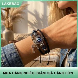 【LAKEBAO】 Mắt Màu Xanh Hoa Vòng Đeo Tay Thổ Nhĩ Kỳ Da Dây Có Thể Điều Chỉnh Cho Phụ Nữ Người Đàn Ông Món Quà Bảo Vệ Cho Thời Trang Hàng Ngày Phụ Kiện