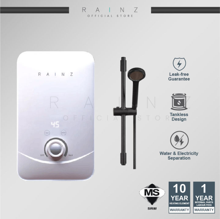 RAINZ TREVA 45N Safety Tankless Water Heater Without Pump Sliding Bar