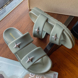 Free Shipping WomenS Double-Strap Thick-Soled Slippers Summer Non-Slip Star-Patterned Fashion Sandals Trendy Outdoor Beach Sandals Versatile And Stylish