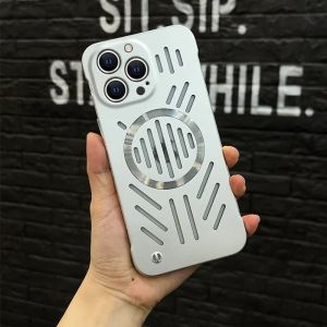Ốp điện thoại tản nhiệt rỗng không viền cho iPhone 16 15 14 13 12 11 Pro Max Plus 13ProMax mặt sau cứng PC