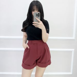 SV 6073 - Khai Short Pants | Celana Pendek Wedges Stretch Pakaian Kasual Wanita