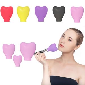 BAIXL 3 Sizes Silicone Dustproof Heart Travel Women Eyeshadow Brush Organizer Case Makeup Brush Holder Make up Brush Protector Cap Makeup Brush Covers