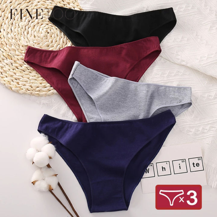 FINETOO 3Pcs/set M-2XL Women Cotton Underwear Comfortable Panties