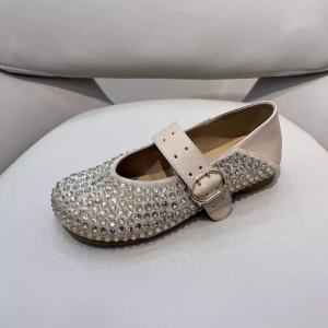 Free Shipping Soft-Soled Flats Korean-Style Rhinestone Single-Strap Flat Shoes 2026 Spring New Collection Shallow-Toe Comfortable WomenS Shoes For Young Girls