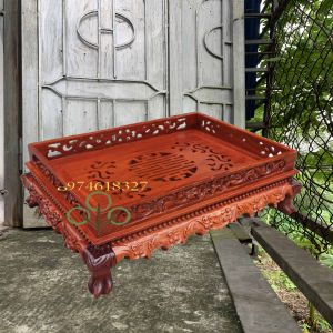 Khay trà phòng khách chân rồng trầu gỗ hương cỡ 55x38