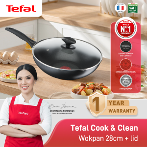 Tefal Cook & Clean Wokpan 28cm + Lid Wajan Anti Lengket