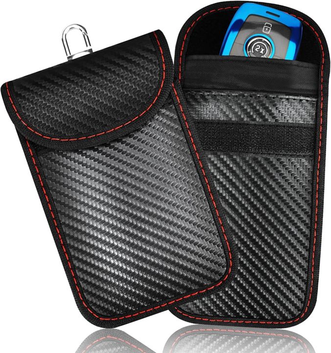Faraday Bag for Key Fob, Faraday Cage Protector Car RFID Signal Blocking,  Anti-Theft Pouch, Anti-Hacking Case Blocker (Carbon Fiber Texture)