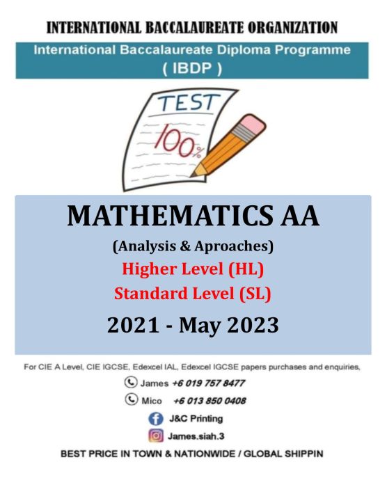 Ib Past Year Papers (ibdp) Mathematics Aa : Analysis And Approaches (hl 