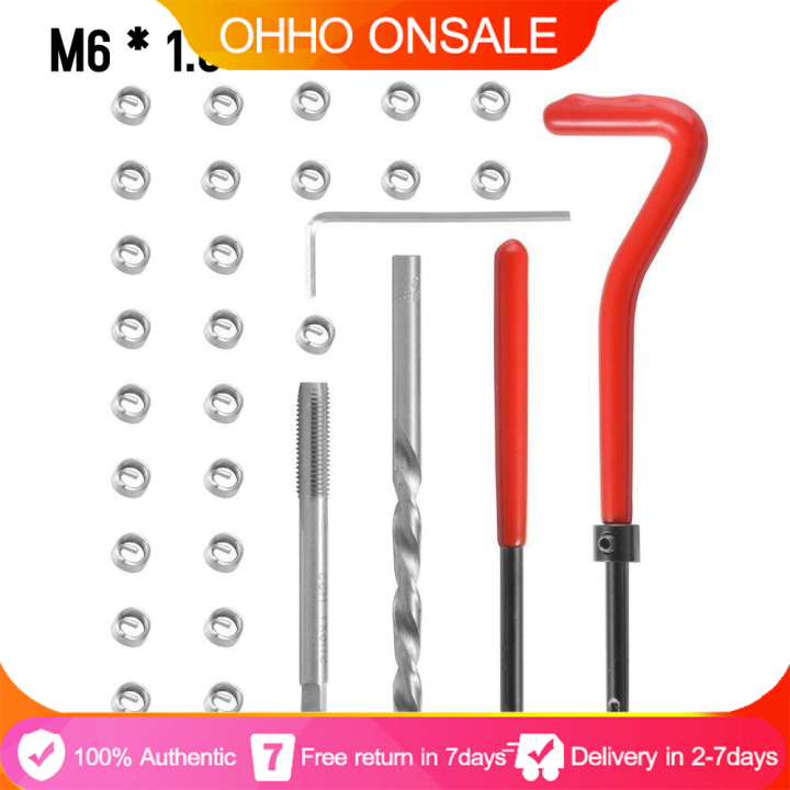 30 Pcs Thread Repair Kit, Auto Professional Coil Drill Metric M6 Thread Repair Insert Kit For Helicoil Auto Repair Tools Thick Pry Bar 30 Pcs Thread Repair Kit, Auto Professional Coil Drill Metric M6 Thread Repair Insert Kit For Helicoil Auto Repair Tools Thick Pry Bar