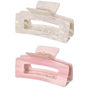 Large Hair Claw Clips Big Cutout Tortoise Shell Celluloid Hair Jaw Clips 4.1inch French Design Rectangle Hair Clamp for Women Ladies