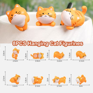 8PCS Mini Resin Cat Cute Animal Figurines Miniature For Cake Topper Micro Landscape Dollhouse Garden DIY