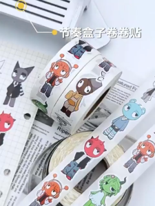 Pelekat Permainan Rhythm Box Comel Ganjaran DIY Alat Tulis Pelekat Kanak Kanak Sprunki Rhythm Box Character Sticker Roll Cute Game Decorative Reward Planner DIY for Kids 节奏盒子贴纸卷游戏角色贴画可爱奖励手账文具 E032