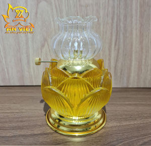 Đèn Dầu Hoa Sen - Đèn Thờ Cúng Pha Lê Hoa Sen - DD2502 - Nội Thất An Việt
