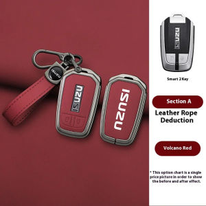 SDSgCar Key Fob Case Cover Shell For Isuzu D-MAX MUX Truck DMAX 2015 - 2020 Zinc Alloy Leather Smart Remote Keychain AccessoriesHJO