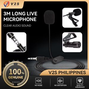 V2S KM002 3M Length Clipper Microphone Live Broadcast Program Interview Recording Audio Teaching