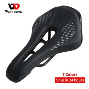WEST BIKING เบาะนั่งจักรยานภูเขาอานจักรยานจักรยานหนัง PU นิ่มระบายอากาศได้อานจักรยานเบาะอานจักรยานสายใช้ในจักรยาน MTB ระบายอากาศได้