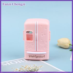 Fanzi บ้านตุ๊กตา1:12ตู้แช่ตู้เย็นขนาดเล็กสีชมพูสำหรับห้องครัวตุ๊กตา