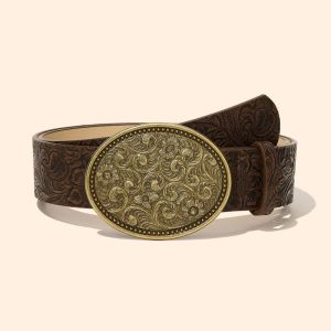 OUREAL Retro Western Cowboy Belt PU Leather Vintage Waistband Fashion Punk Rock Jeans Pants Belt For Man Women