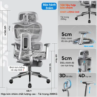 Xpanse LS900 ghế công thái học Nâng cấp chân thép chịu tải 280KG đệm ngồi có thể điều chỉnh ghế văn phòng