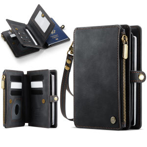 RFID Blocking Retro Multifunctional Passport Wallet Card Holders Bags Premium PU Leather Zipper Fashion Handbag