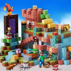 Ready Stock100PCS Magnetic Building Blocks Mine World Magnet Cube Set for Boy Girl Kid DIY My World Model Children Stem STEM Sensory ของเล่นของขวัญ
