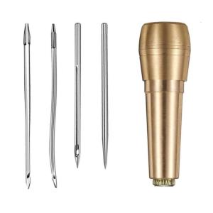 4/5Pcs Leather Stitching Tool With Hook Needle Sewing Awls Ergonomic Metal Handle Leather Shoe Repair Tool for Sewing