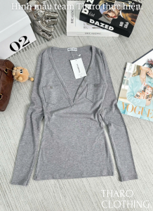 Áo Nữ Cổ Tim Sâu Phối Túi - Tharo Clothing [AO00314]