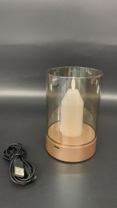 Portable Glass LED Decorative Table Lamp Flickering Candle Light Hand Wave On Off Sensor 2400mAh Battery Powered Bedside Lamp For Dinner Wedding Event Decor