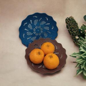 Harga Paket 1 lusin 12 pcs Piring Rotan Plastik MOTIF BUNGA Matahari 21 cm