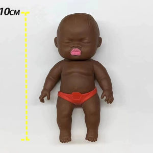 SG-STOCK Natasha Soft Stretchy Black Skin Baby Figure Fidget Toy for Stress Relief and Anxiety Kids Gift 10cm-14cm