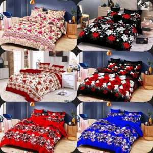 PROMO SEPREY ( BELI 1 DAPAT 1 ) SPREI PREMIUM MOTIF BUNGA 3D BAHAN KATUN SUPER GRADE A ANTI LUNTUR UK NO 1 180X200 SET SARUNG BANTAL4 DAN GULING SEPRE CANTIK 3D SEPRAI MURAH 1 SET TANPA BRDCOVE  SEPREI JUMBO BANTAL 4