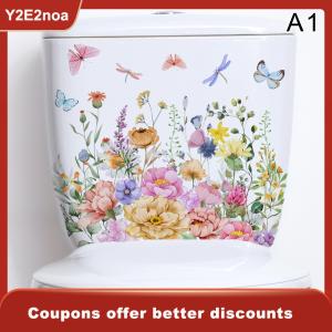 【Y2E2noa】 Various Green Plants Flowers Wall Sticker Bathroom Toilet Decor Decals Living Room Cabinet Home Decoration Self Adhesive Mural