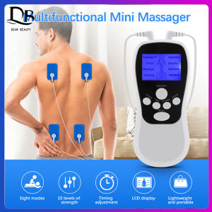 Dearbeauty Mini Massager Blue Screen Dual-output Massage Instrument Pulse Cervical Spine Shoulder and Neck Physiotherapy Digital Meridian Massage Device 8 Modes 15 Intensity Full Body Massage Acupuncture Weight reducing