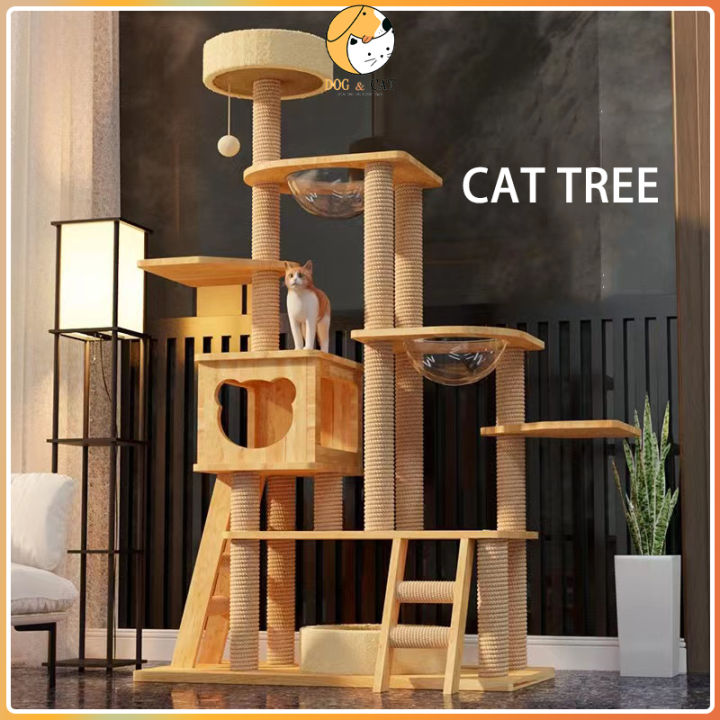 Premium Large Cat Tree House Wood Cat Condo Bed Scratcher House Cat
