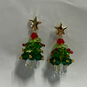 Sparkling Christmas Tree Earrings Christmas Themed Pendant Ear Studs Festival Holiday Gift for Women