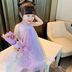 Unlimited X Sleeveless Mesh Rainbow Princess Dress for Girls Rainbow Princess Dress