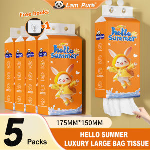 [5 PACKS] LamPure 4D Embossing Tissue  Raincoat Bunny Tissue  Tissue Hanging 175*150mm 250Pull