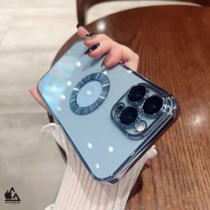 Premium Softcase Square Edge Clear Chrome iPhone 13 13 PRO MAX 14 14 PRO MAX PLUS Lensa Soft Case Logo Apple Krom Electroplated Camera Pelindung Kamera Softcase Silikon Jelly Clear Cover Bukan Hardcase Silicone